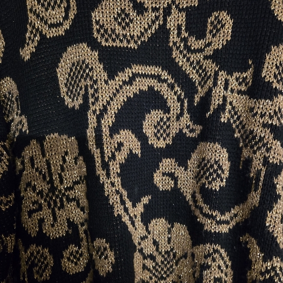 Alfred Dunner Black and Gold Patterned Sweater Vintage Size Large - Picture 4 of 5